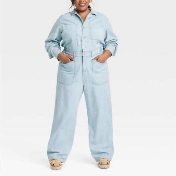 🆕️🕴Universal Thread Baggy Jumpsuit, Sz 20, Light Wash - Picture 1 of 4
